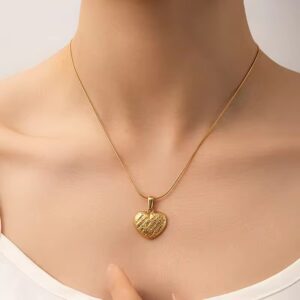 heart gold pendant necklace for women anti tarnish stainless steel
