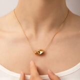 abstract gold pendant necklace for women anti tarnish stainless steel