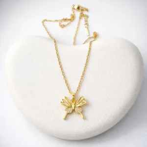 Butterfly gold pendant necklace 22K gold plated anti tarnish stainless steel jewellery