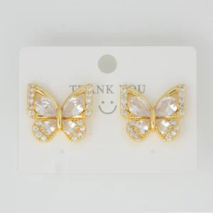 Crystal Butterfly Earrings Gold Plated for Women