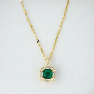 Emerald green stone gold pendant necklace 22K gold plated anti tarnish jewellery