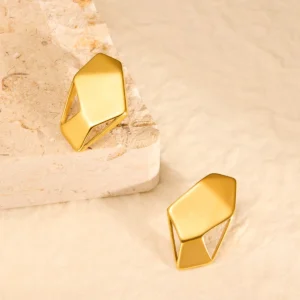sculptural geometric gold earrings for women