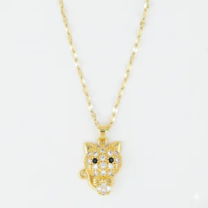 Pink heart bow gold plated necklace with premium finish for daily wear