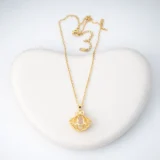 Gold seashell pendant necklace with pink stone 22K gold plated anti tarnish stainless steel jewellery