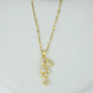 Gold Teddy Bear Dangle Pendant Necklace