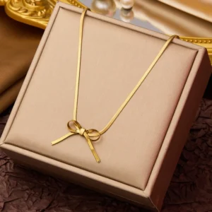 premium gold plated bow knot pendant necklace for women by jenza jewellery