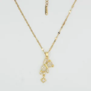Gold Teddy Bear Dangle Pendant Necklace