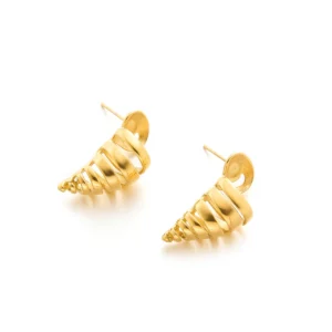 spiral gold earrings for women white background