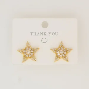 Gold Plated Star Crystal Earrings for Women