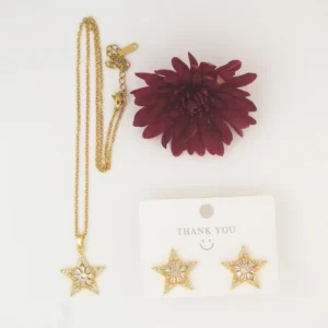 Star Crystal Pendant with Gold Plated Chain