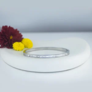 Steel Color Anti Tarnish Stone Bangle