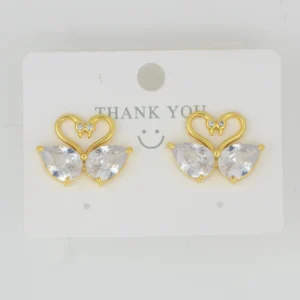 Gold Plated Swan Crystal Earrings for Women