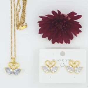 Gold Plated Swan Crystal Earrings for Women