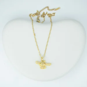 teddy bear gold pendant necklace 22k gold plated stainless steel jewellery with chain