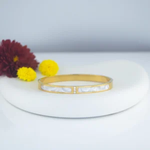 Gold Plated Anti Tarnish White Stone Bangle